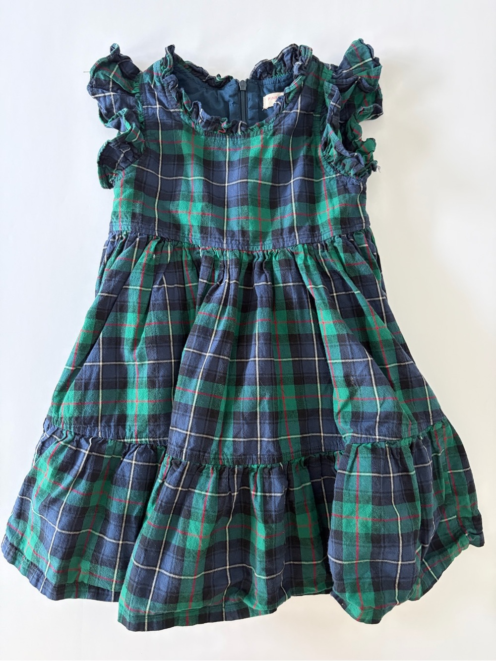 Pink Chicken Jennifer Dress Green Tartan 4T